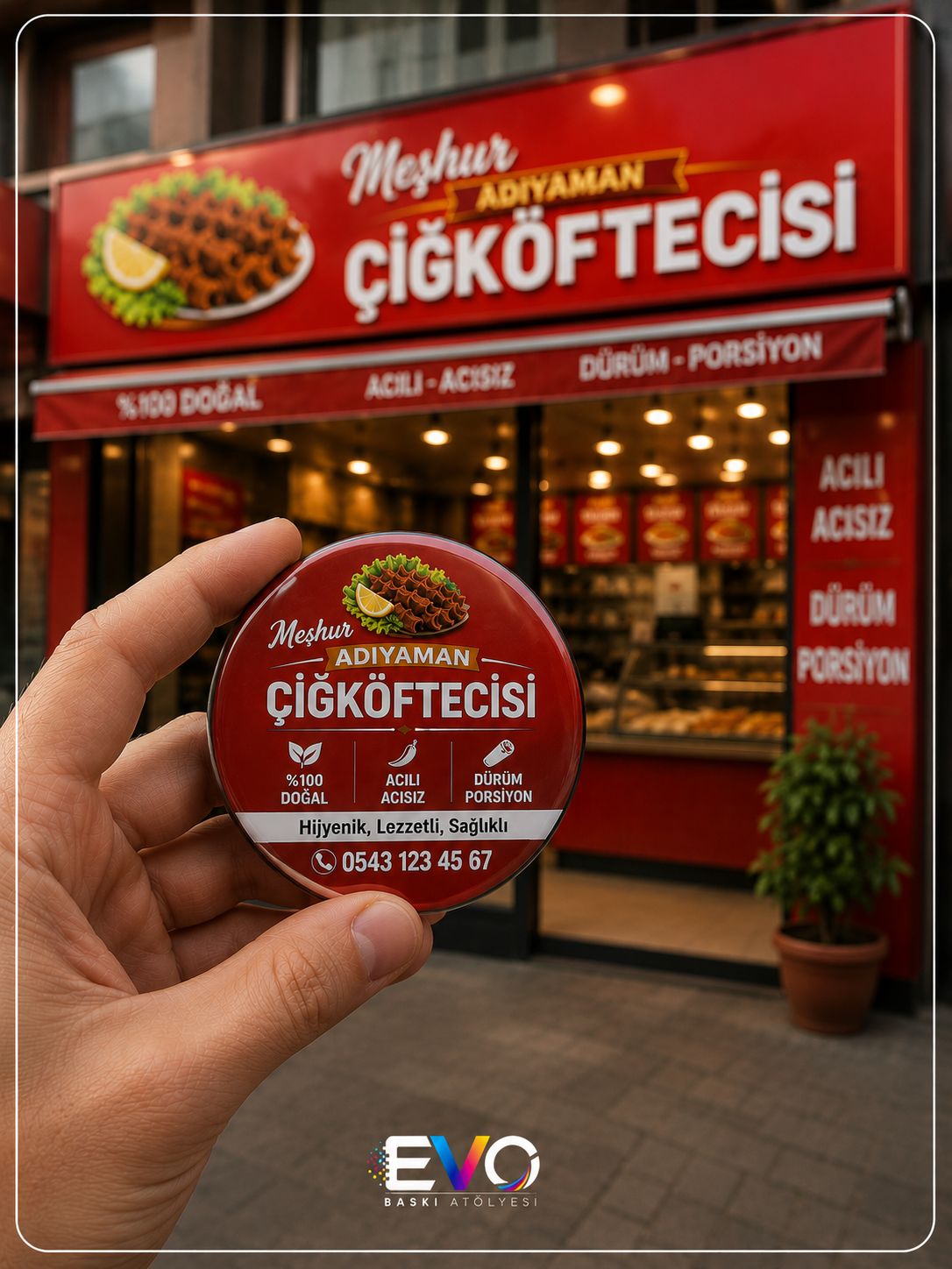 Meşhur Adıyaman Çiğköftecisi için baskılı magnet açacak